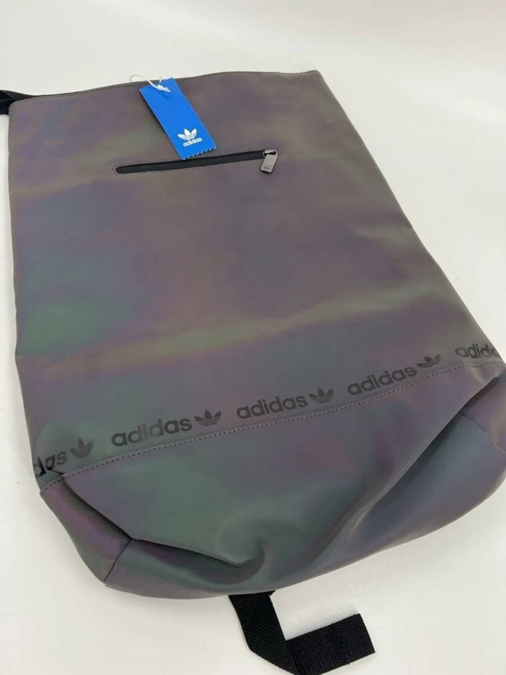 Adidas Top Load Reflective Backpack In An Oil Slick Colorway New